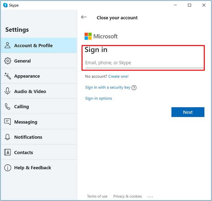 how to delete skype account from directory